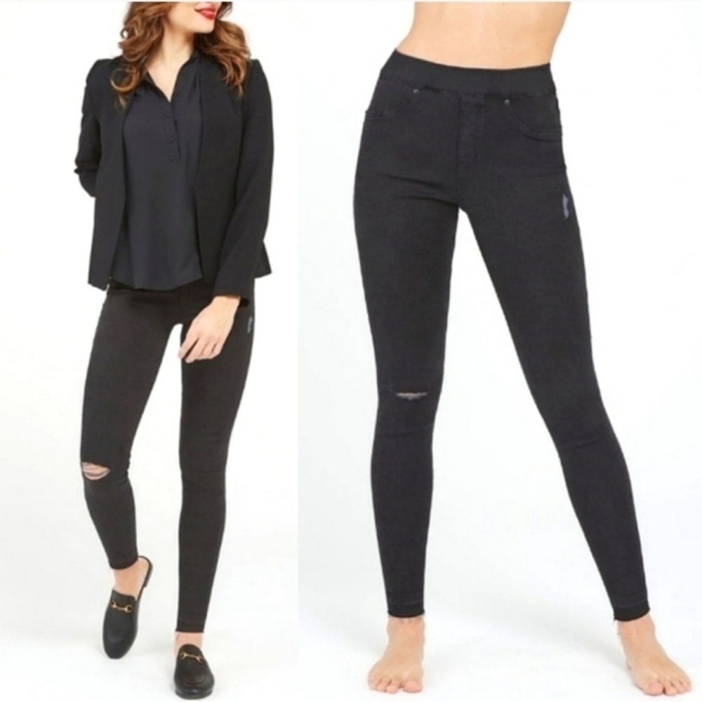 NWT Spanx Distressed Ankle Skinny Denim Jean Vintage Black - XL